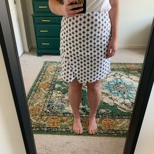 Ann Taylor LOFT Pencil Fleur De Lis White Skirt